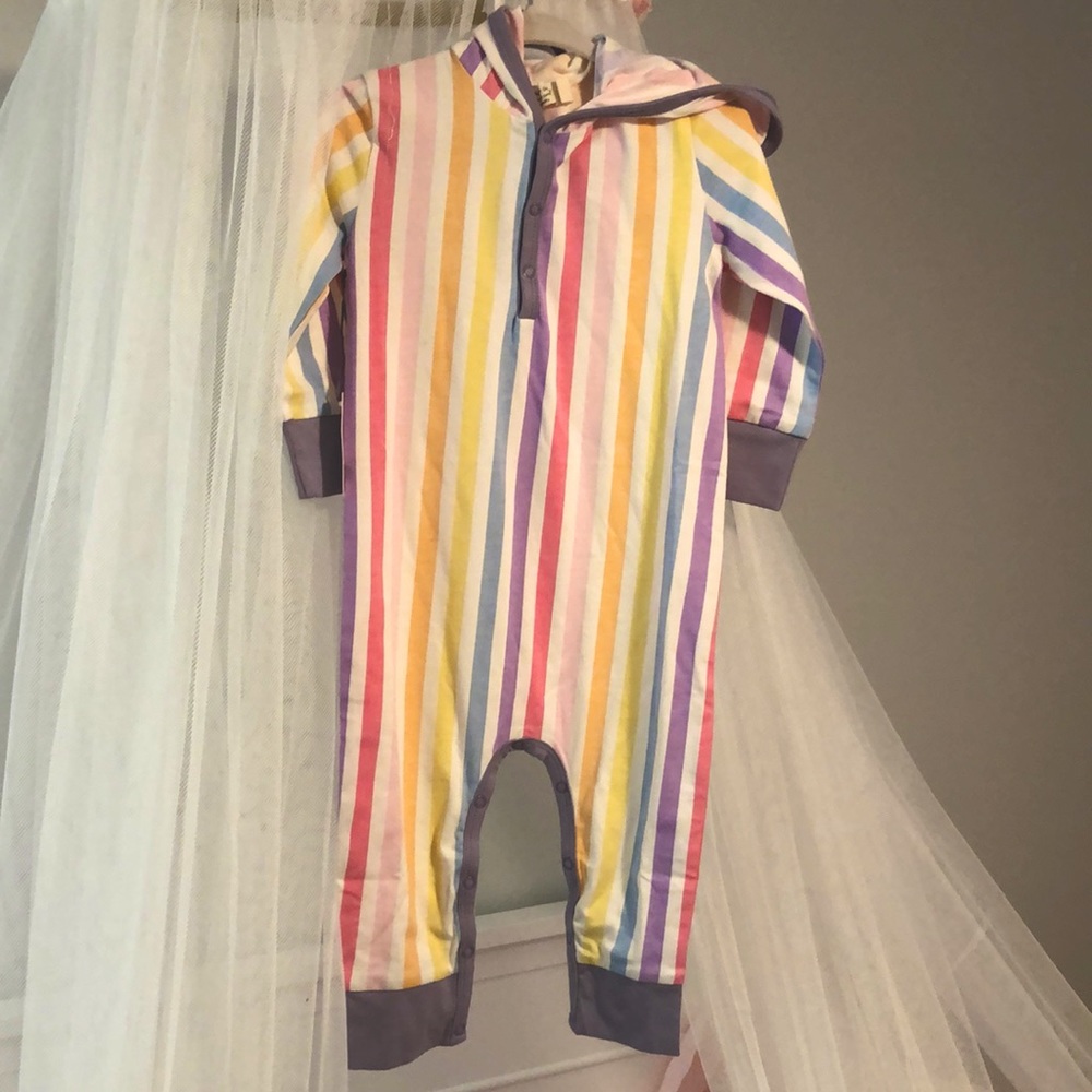 Monica + Andy Hooded One Piece Stripe 12-18M